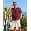 imageCOOFANDY Shirts for Men Short Sleeve Button Down Shirt Casual Summer Beach ShirtsWine Red