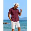 imageCOOFANDY Shirts for Men Short Sleeve Button Down Shirt Casual Summer Beach ShirtsWine Red