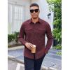imageCOOFANDY Work Shirts for Mens Long Sleeve Casual Button Down Shirt Mens Shacket with Flap PocketsDark Red