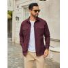 imageCOOFANDY Work Shirts for Mens Long Sleeve Casual Button Down Shirt Mens Shacket with Flap PocketsDark Red