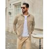 imageCOOFANDY Work Shirts for Mens Long Sleeve Casual Button Down Shirt Mens Shacket with Flap PocketsLight Brown