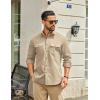 imageCOOFANDY Work Shirts for Mens Long Sleeve Casual Button Down Shirt Mens Shacket with Flap PocketsLight Brown