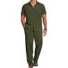 imageCOOFANDY Mens 2 Piece Casual Beach Outfits Short Sleeve Button Down Shirts Summer Loose Pant Sets Vacation Walking OutfitsArmy Green