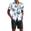 imageCOOFANDY Mens 2 Piece Summer Beach Outfits Tropical Short Sleeve Button Down Shirts and Shorts Hawaiian Vacation SetsBlue White Tropical