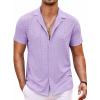 imageCOOFANDY Mens Beach Shirt Short Sleeve Button Down Shirts Casual Cuban Collared Summer Vacation Tropical ShirtsLight Purple