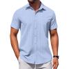 imageCOOFANDY Mens Button Down Shirt Short Sleeve Casual Shirt for Men Summer Business Casual Dress ShirtBlack Dotblue