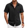 imageCOOFANDY Mens Button Down Shirts Lightweight Breathable Short Sleeve Shirt Summer Beach TopBlack