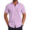 imageCOOFANDY Mens Button Down Shirts Short Sleeve Casual Shirt Summer Untucked Dress ShirtsLavender
