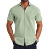 imageCOOFANDY Mens Button Down Shirts Short Sleeve Casual Shirt Summer Untucked Dress ShirtsLight Green