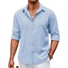 imageCOOFANDY Mens Casual Button Down Shirt Long Sleeve Untucked Chambray Shirt Wrinkle Free Dress ShirtsAngel Falls