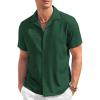 imageCOOFANDY Mens Casual Button Down Shirt Short Sleeve Textured Summer Cuban Beach ShirtsBright Green