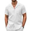 imageCOOFANDY Mens Casual Button Down Shirts Short Sleeve Summer Beach Shirt Fashion Textured Shirts with PocketWhite
