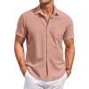 imageCOOFANDY Mens Casual Button Down Shirts Short Sleeve Summer Beach Vacation Untucked Dress Shirts with PocketPink