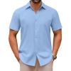 imageCOOFANDY Mens Casual Button Down Shirts Short Sleeve Summer Untucked Dress ShirtsLight Blue