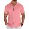 imageCOOFANDY Mens Casual Button Down Shirts Short Sleeve Textured Summer Beach ShirtChampagne Pink