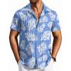 imageCOOFANDY Mens Casual Button Down Shirts Short Sleeve Textured Summer Beach ShirtsLight Blue  White Floral