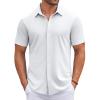 imageCOOFANDY Mens Casual Button Down Shirts Short Sleeve Wrinkle Free Shirt Untucked Summer Stretch Dress ShirtWhite