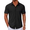 imageCOOFANDY Mens Casual Button Down Short Sleeve Shirts Untucked Wrinkle Free Shirt Stretch Dress ShirtsBlack