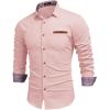 imageCOOFANDY Mens Casual Dress Shirt Button Down Shirts LongSleeve Plaid Collar Denim Work ShirtType 01  Pink