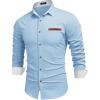 imageCOOFANDY Mens Casual Dress Shirt Button Down Shirts LongSleeve Plaid Collar Denim Work ShirtType 02  Light Blue