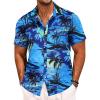 imageCOOFANDY Mens Casual Linen Shirt Short Sleeve Button Down Shirt Summer Beach Hawaiian ShirtsResort Islandblue