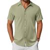 imageCOOFANDY Mens Casual Shirts Short Sleeve Button Down Shirt Wrinkle Free Summer ShirtArmy Green