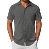 imageCOOFANDY Mens Casual Shirts Short Sleeve Button Down Shirt Wrinkle Free Summer ShirtDark Grey