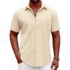 imageCOOFANDY Mens Casual Short Sleeve Button Down Shirts Summer Untucked Wrinkle Free ShirtsBeige