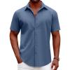imageCOOFANDY Mens Casual Short Sleeve Button Down Shirts Summer Untucked Wrinkle Free ShirtsDenim Blue