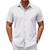 imageCOOFANDY Mens Casual Short Sleeve Button Down Shirts Untucked Dress Shirts Wrinkle Free Summer Wedding Shirts SolidAwhite