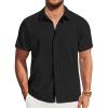 imageCOOFANDY Mens Casual Short Sleeve Shirts Button Down Summer Beach Shirt Lightweight Textured Tops with PocketBlack