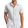 imageCOOFANDY Mens Casual Wrinkle Free Shirts Short Sleeve Button Down Summer Stretch Dress ShirtBlack Spots White