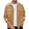 imageCOOFANDY Mens Corduroy Shirt Casual Button Down Shirt Jacket Lightweight ShacketKhaki