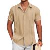 imageCOOFANDY Mens Cuban Guayabera Shirt Short Sleeve Button Down Shirts Summer Beach Vacation ShirtsTan