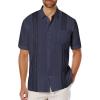 imageCOOFANDY Mens Cuban Guayabera Shirt Short Sleeve Linen Button Down Shirts Casual Summer Beach TopsIndigo