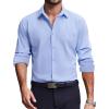 imageCOOFANDY Mens Dress Shirts Long Sleeve Casual Button Down Shirt Solid Wrinkle Free Formal Business ShirtsClear Blue