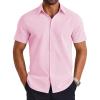 imageCOOFANDY Mens Dress Shirts Short Sleeve Lightweight Wrinkle Free Untucked Button Down ShirtLight Pink