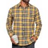 imageCOOFANDY Mens Flannel Plaid Shirts Long Sleeve Casual Button Down Cotton Shirt with PocketYellow Navy Plaid
