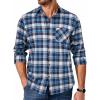 imageCOOFANDY Mens Flannel Shirts Long Sleeve Button Down Plaid Shirt Lightweight Shirt JacketBlue  Navy Blue