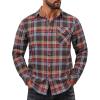 imageCOOFANDY Mens Flannel Shirts Long Sleeve Button Down Shirt Casual Plaid Shirts with PocketBlue Brown Red Plaid