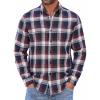imageCOOFANDY Mens Flannel Shirts Long Sleeve Button Down Shirt with Pocket Casual Shirts Work Shirts for MenNavy Red White Plaid