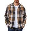 imageCOOFANDY Mens Flannel Shirts Long Sleeve Casual Cotton Plaid Button Down Shirt Jacket with PocketsBlackkhaki Plaid