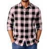 imageCOOFANDY Mens Flannel Shirts Long Sleeve Casual Plaid Shirt for Men Button Up Shirt Jackets with PocketBuffalo Black Pink