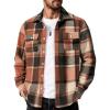 imageCOOFANDY Mens Flannel Shirts Long Sleeve Cotton Plaid Shirt Jacket Casual Button Down Shirt with PocketsOrange Red