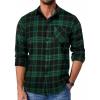 imageCOOFANDY Mens Flannel Shirts Long Sleeve Plaid Button Down Shirt Casual Cotton Shirt with PocketPlaid Greenblack