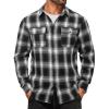 imageCOOFANDY Mens Flannel Shirts Long Sleeve Plaid Button Down Shirt Cotton Casual Work Shirts with PocketsBlack White