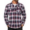 imageCOOFANDY Mens Flannel Shirts Long Sleeve Plaid Button Down Shirt Cotton Casual Work Shirts with PocketsNavy Red White