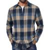 imageCOOFANDY Mens Flannel Shirts Long Sleeve Plaid Button Down Shirts Casual Cotton ShirtsKhakiBlue