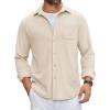 imageCOOFANDY Mens Flannel Shirts Long Sleeve Thermal Button Down Shirt Shacket Lightweight JacketBeige