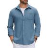 imageCOOFANDY Mens Flannel Shirts Long Sleeve Thermal Button Down Shirt Shacket Lightweight JacketBlue